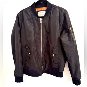 Ci Sono MA-1 Bomber Jacket Black Orange Lined Flight Jacket Large